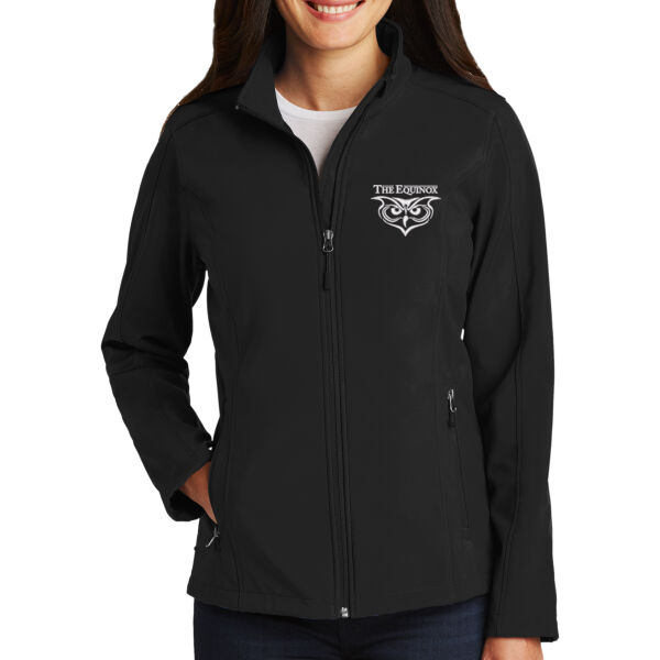 Ladies Core Soft Shell Jacket  (White Logo) Thumbnail
